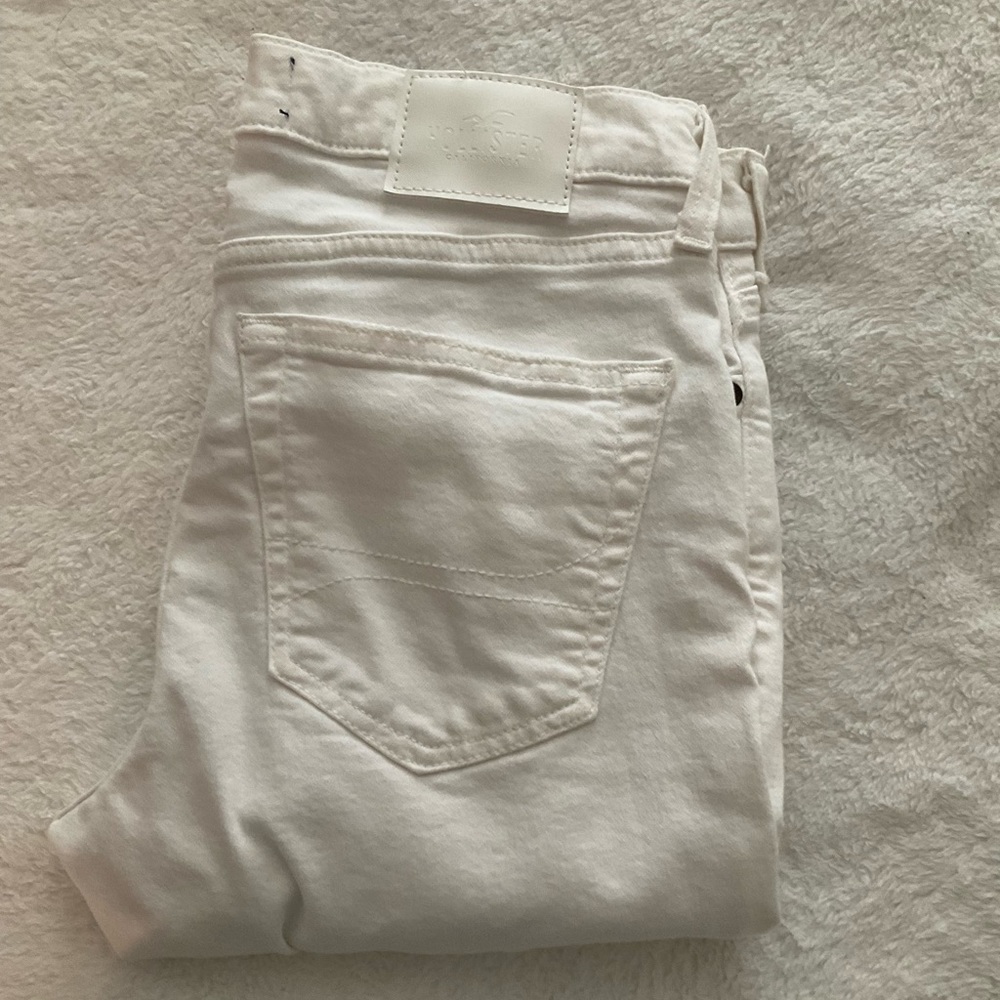 Hollister skinny white distressed jeans